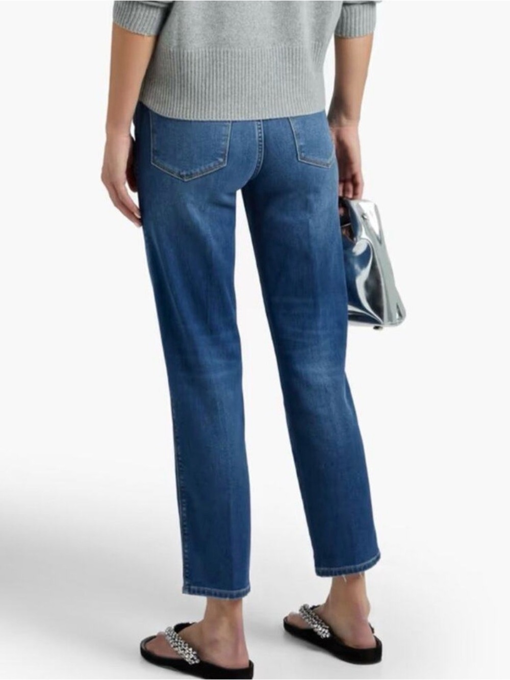 Frame Le Sylvie Crop Straight Leg Distressed Mid Rise Stretch Jeans Size 25 - Picture 6 of 15